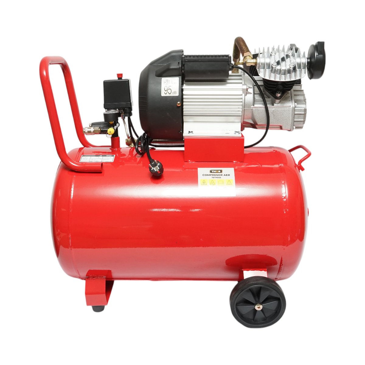 Compresor aer volum 100L, motor 2 cilindrii in V 2.2KW/2CP, presiune maxima 8 bar, volum aer aspirat 370L THOR